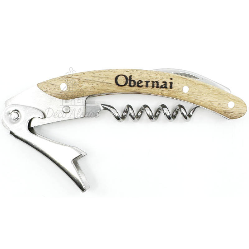 3-in-1 Kellnermesser aus Akazienholz mit Gravur Obernai