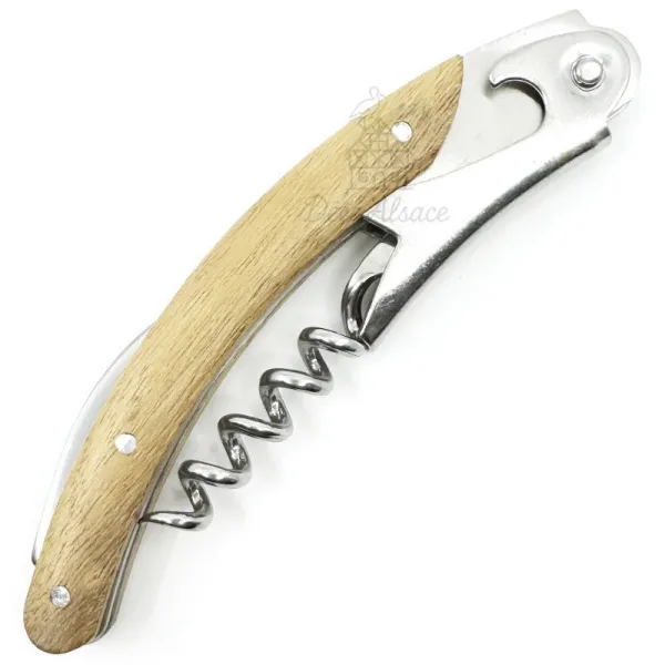 3-in-1 Waiter’s Corkscrew in Acacia Wood with Obernai Engraving