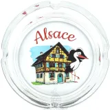 Souvenir-Aschenbecher Elsass Fachwerkhaus und Storch
