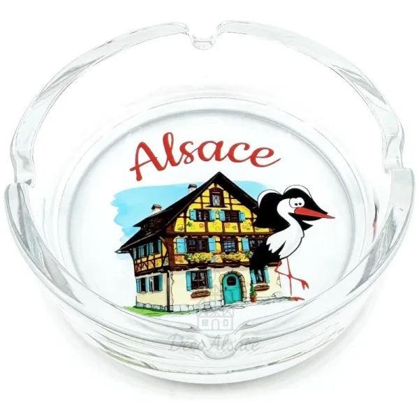 Cendrier souvenir Alsace Maison Colombages et Cigogne