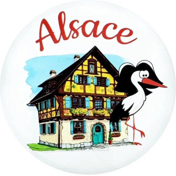 Souvenir-Aschenbecher Elsass Fachwerkhaus und Storch