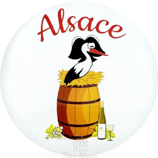 Alsace Souvenir Ashtray Stork in Wine Barrel