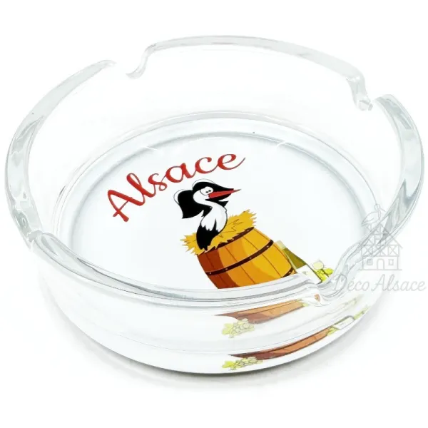 Alsace Souvenir Ashtray Stork in Wine Barrel