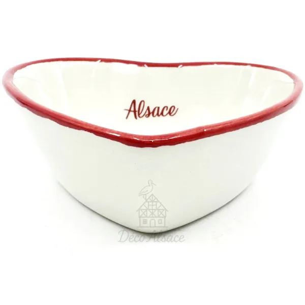 Alsace Heart Ceramic Dish Alsatian Heads in Pretzel