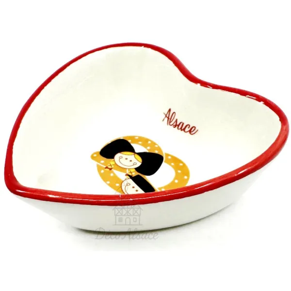 Alsace Heart Ceramic Dish Alsatian Heads in Pretzel