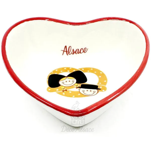 Alsace Heart Ceramic Dish Alsatian Heads in Pretzel