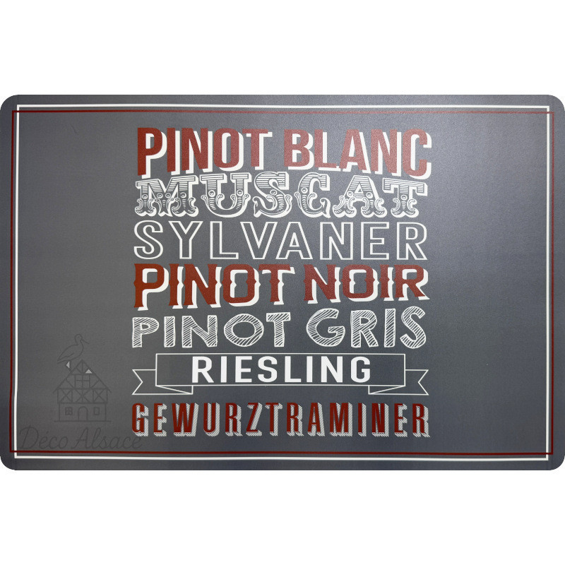 Alsace Placemat Light Grey with Grape Varieties