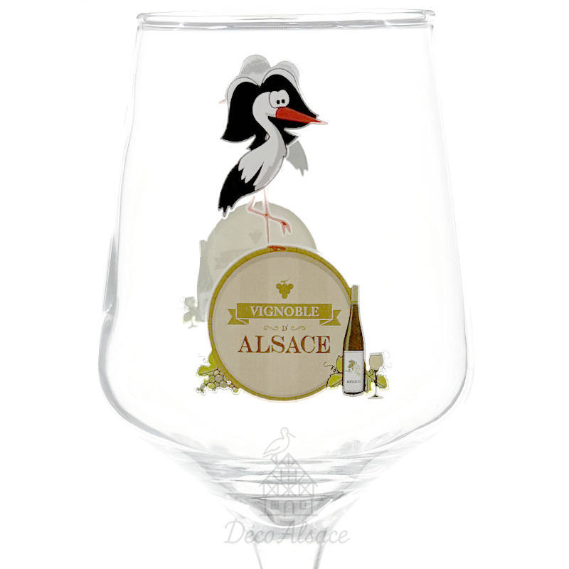 Alsace Tasting Wine Glass Funny Stork & Barrel Print