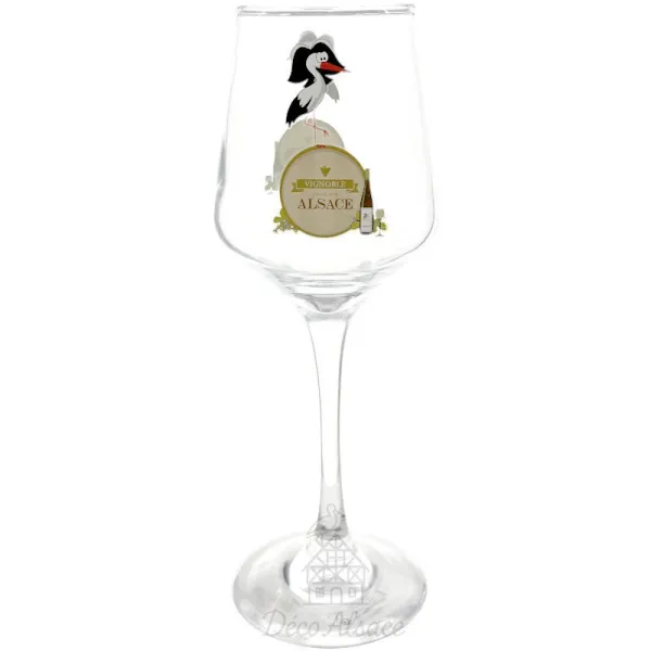 Alsace Tasting Wine Glass Funny Stork & Barrel Print