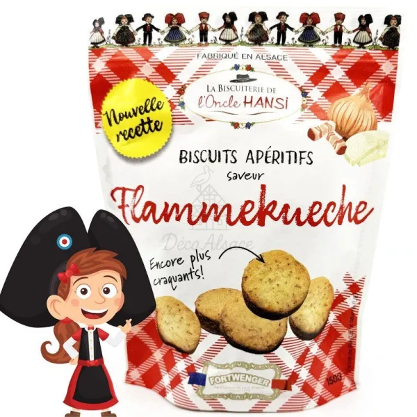 Biscuits Apéritif saveur Tarte Flambée aux Oignons et Lardons