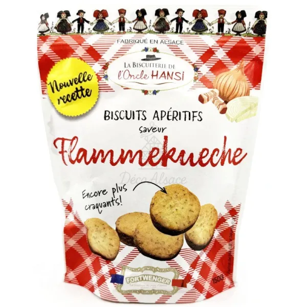 Aperitifgebäck Geschmack Flammkuchen mit Zwiebeln und Speck