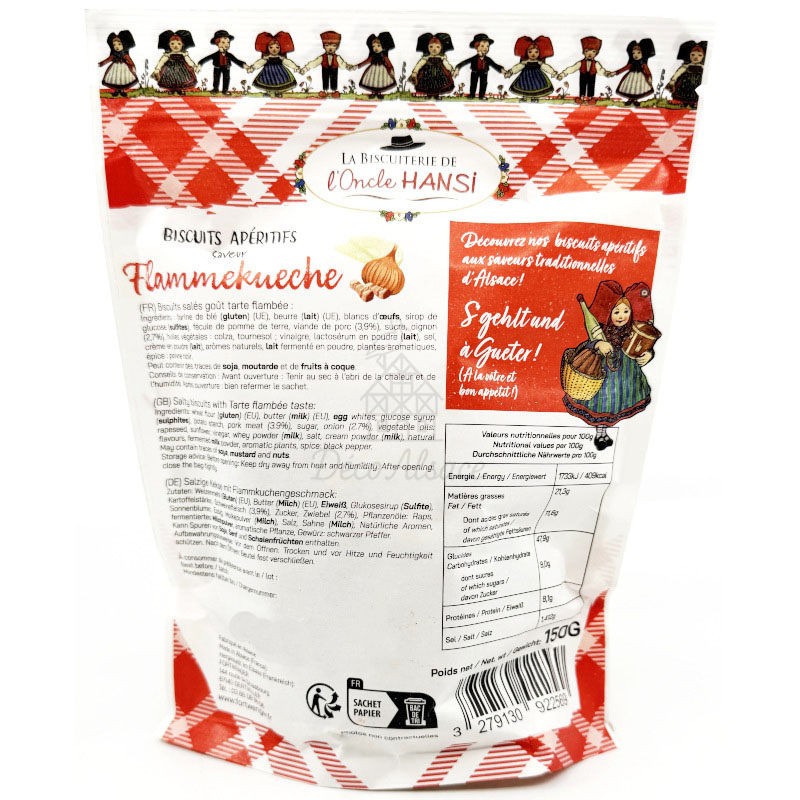 Aperitif biscuits in Onion and Bacon Tarte Flambée flavour