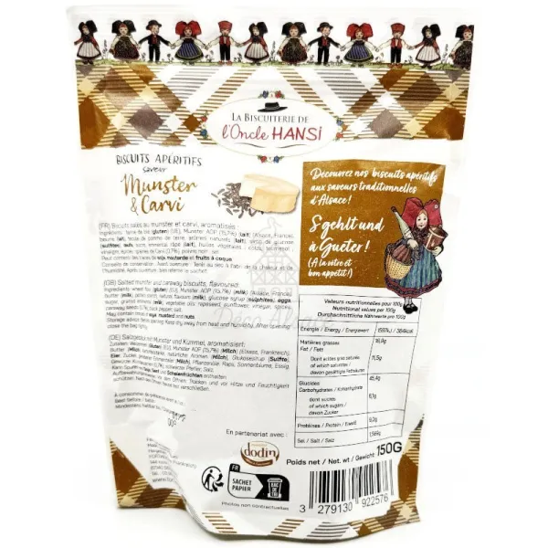Biscuits Apéritif saveur Munster et Carvi