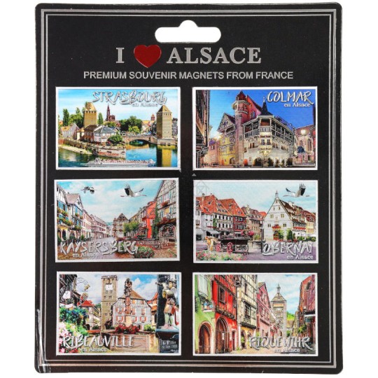 Set of 6 Sparkling Alsace Villages Decorative Magnets