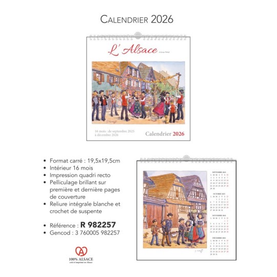Calendrier spirale L'Alsace Enchantée Ratkoff 2026