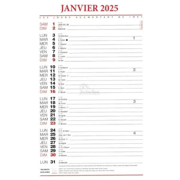 Calendrier Éphéméride L'Alsace Enchantée Ratkoff 2025