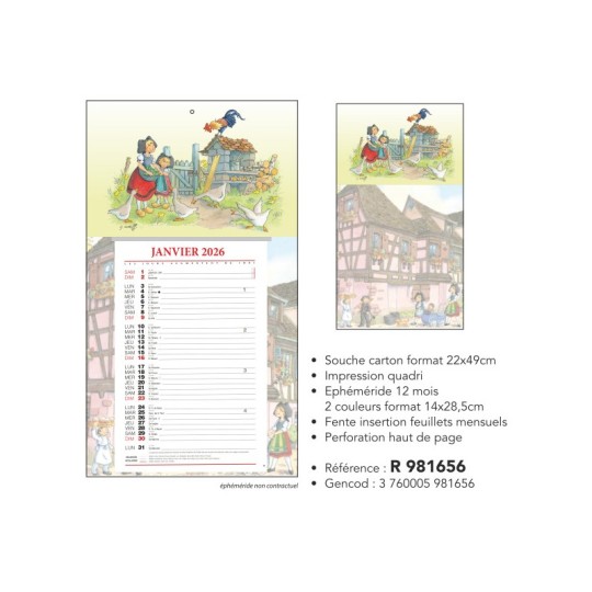 Calendrier Éphéméride L'Alsace Enchantée Ratkoff 2026