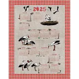 Torchon Calendrier décors Cigognes 2025