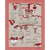 Geschirrtuch Kalenderdekorationen Herz 2025