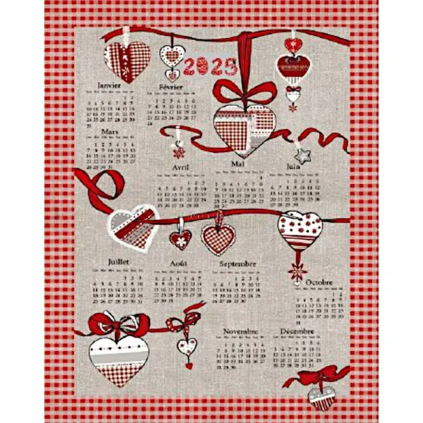 Geschirrtuch Kalenderdekorationen Herz 2025