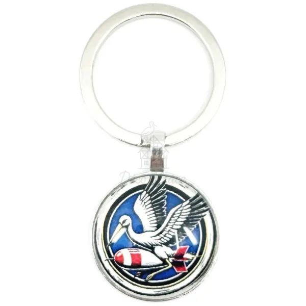 Flying Stork Keyring on Rocket