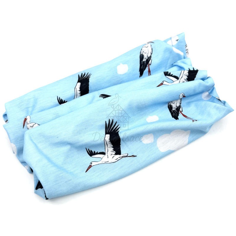 Alsatian Neck Gaiter with Storks and Blue Clouds
