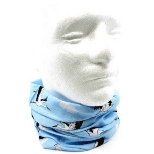 Alsatian Neck Gaiter with Storks and Blue Clouds