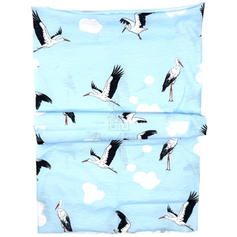 Alsatian Neck Gaiter with Storks and Blue Clouds