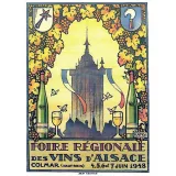 Carte Postale Hansi Affiche Foire des Vins Alsace 1948