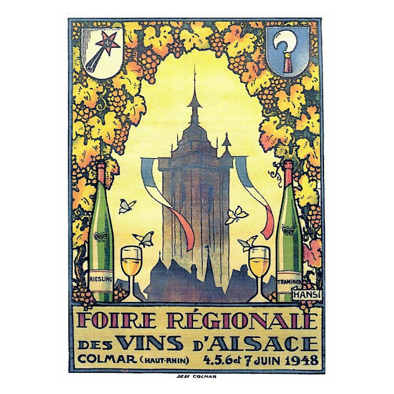 Hansi Postcard Poster Alsace Wine Fair 1948