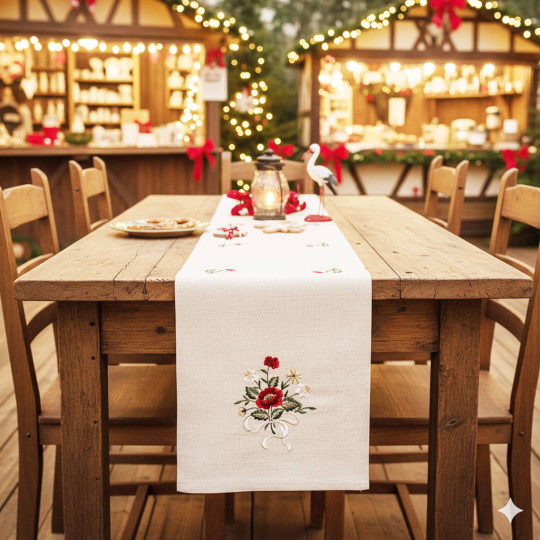 Alsace Table Runner with Flower Bouquet Design 40 cm x 170 cm