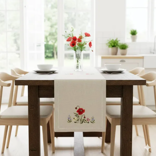 Alsace Table Runner with Flowers 40 cm x 170 cm
