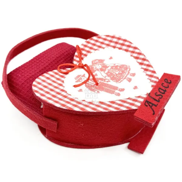 Porte Serviette en Feutrine avec Torchon de Cuisine Nid d'Abeille
