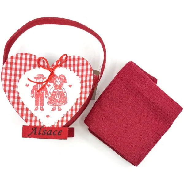 Porte Serviette en Feutrine avec Torchon de Cuisine Nid d'Abeille