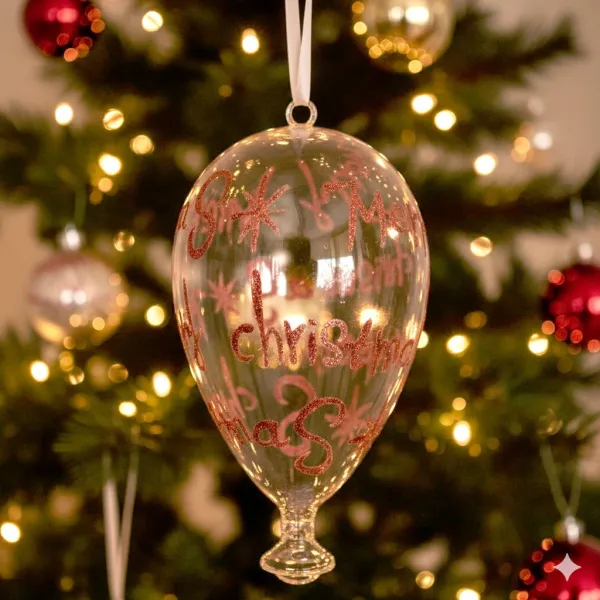 Ballon en verre décoratif Merry Christmas