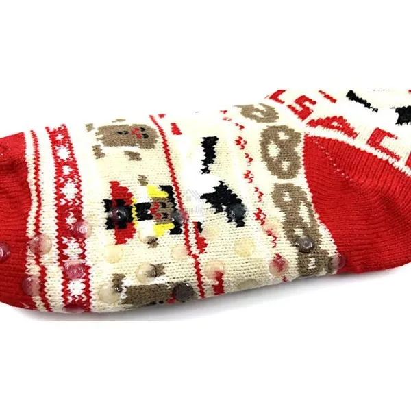 Gefütterte Hausschuhsocken mit Elsass-Dekor und Störchen Größe L