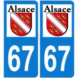 Set of 2 stickers for number plates 67 Alsace