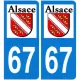 Set mit 2 Aufklebern für Nummernschilder 67 Elsass