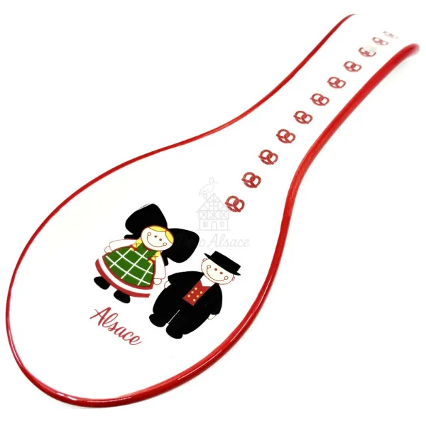 Löffelablage aus Keramik mit Elsässer-Paar-Dekor