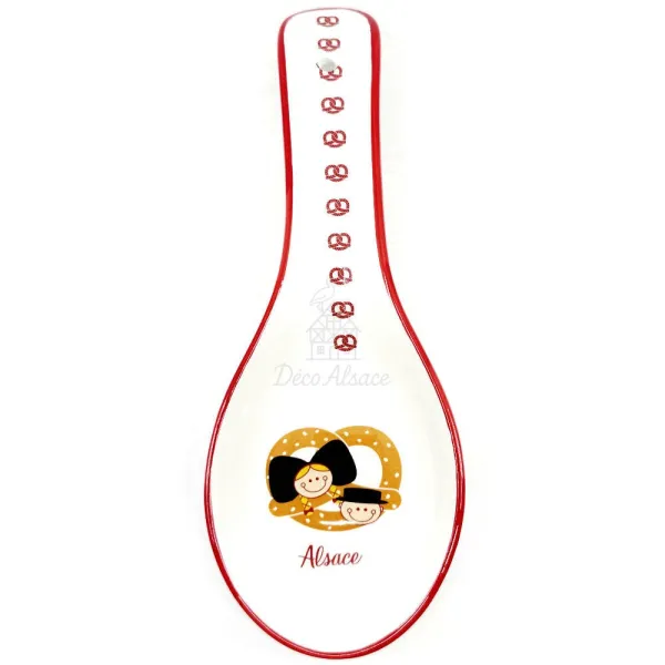 Ceramic Spoon rest with Alsatian and Pretzel decor