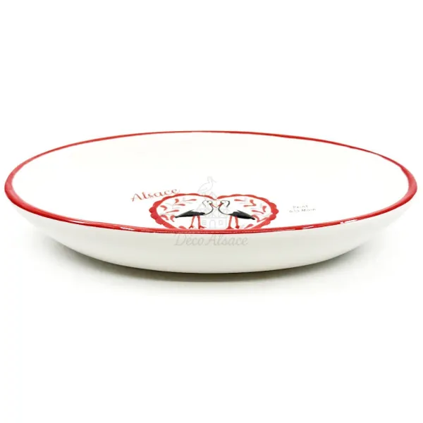 Oval Ceramic Dish with Heart and Stork Couple Alsace