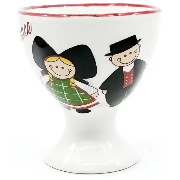 Set de 2 Coquetiers en Céramique Couple Alsacien et Bretzel