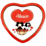 Decorative Heart Magnet with Alsatian Theme and Stork in Hot-Air Balloon
