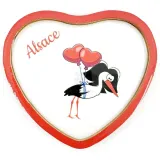 Dekorativer Herzmagnet mit Storch an kleinen Ballons Alsace