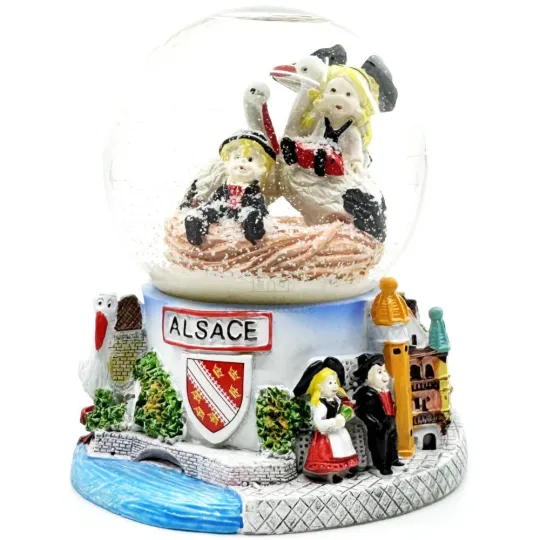 Grande Boule de Neige décor Cigognes Alsace