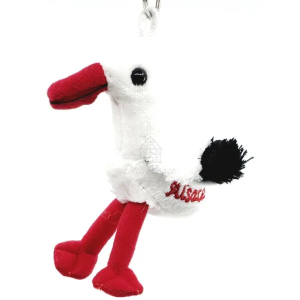 Peluche Porte Clé Cigogne Alsace Brodée Alsace 10 cm