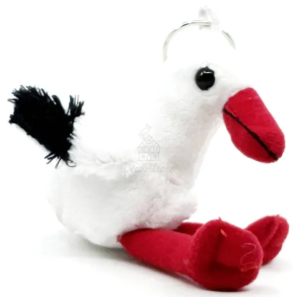 Peluche Porte Clé Cigogne Alsace Brodée Alsace 10 cm