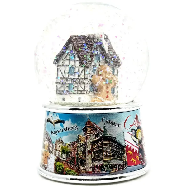 Große Schneekugel mit Glitzereffekt Elsässische Dörfer
