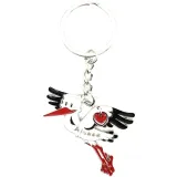 Porte-Clé Cigogne d'Alsace avec Cœur Rouge en Métal