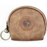 Round Alsace Stork Coin Purse in Brown Faux Leather